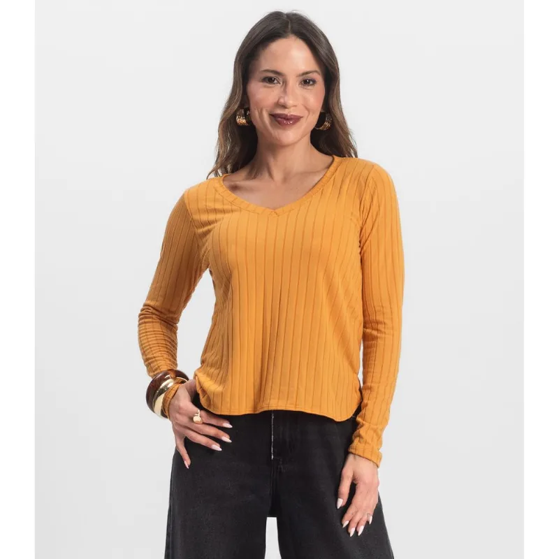 Blusa Manga Longa Infinita Cor Amarelo M