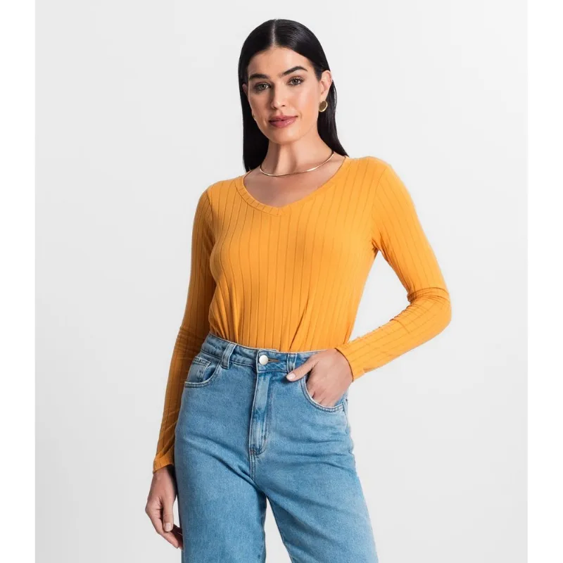 Blusa Manga Longa Infinita Cor Amarelo G