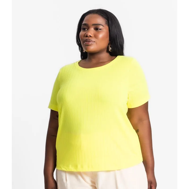 Blusa Malha Delicate Plus Infinita Cor Amarelo Plus G4