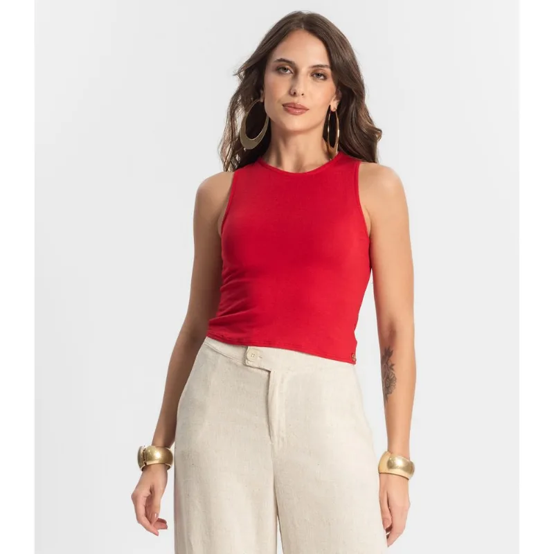 Regata Feminina Básica De Viscotorcion Endless Vermelho GG