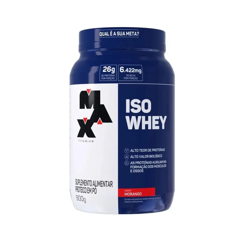 Whey Protein Isolado Isowhey 900g Max Titanium Morango Un