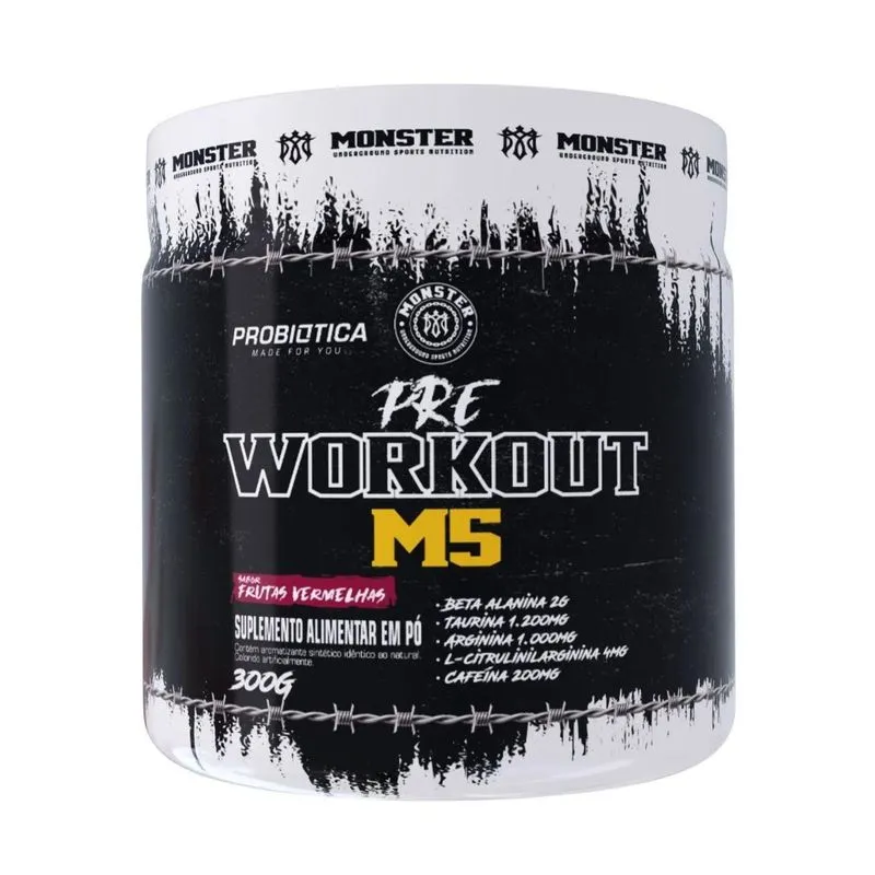 Pré-treino Pré Work Out M5 300g Probiótica Frutas Vermelhas Un