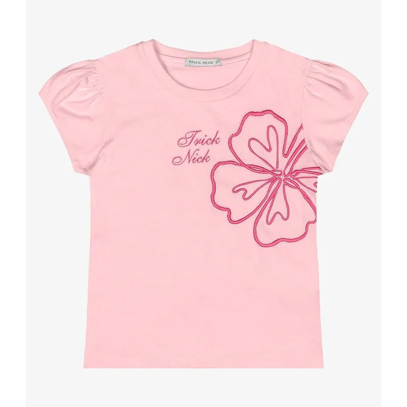 Blusa Manga Curta Infantil Feminina Trick Nick Rosa 3
