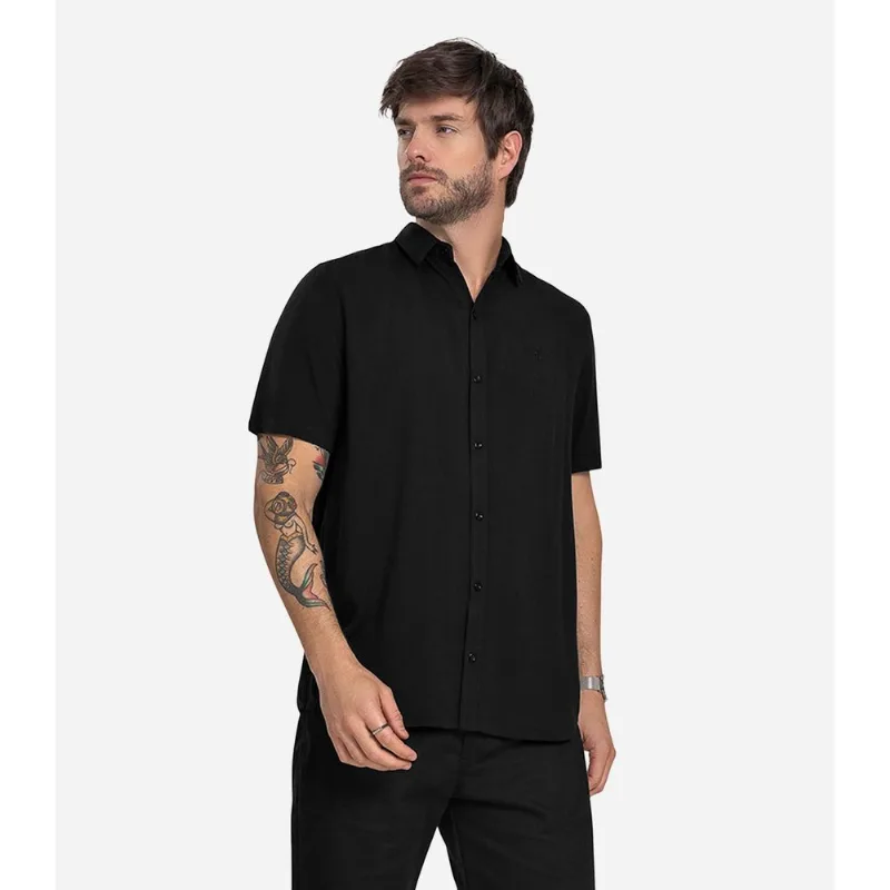 Camisa Masculina Viscolinho Diametro Preto P