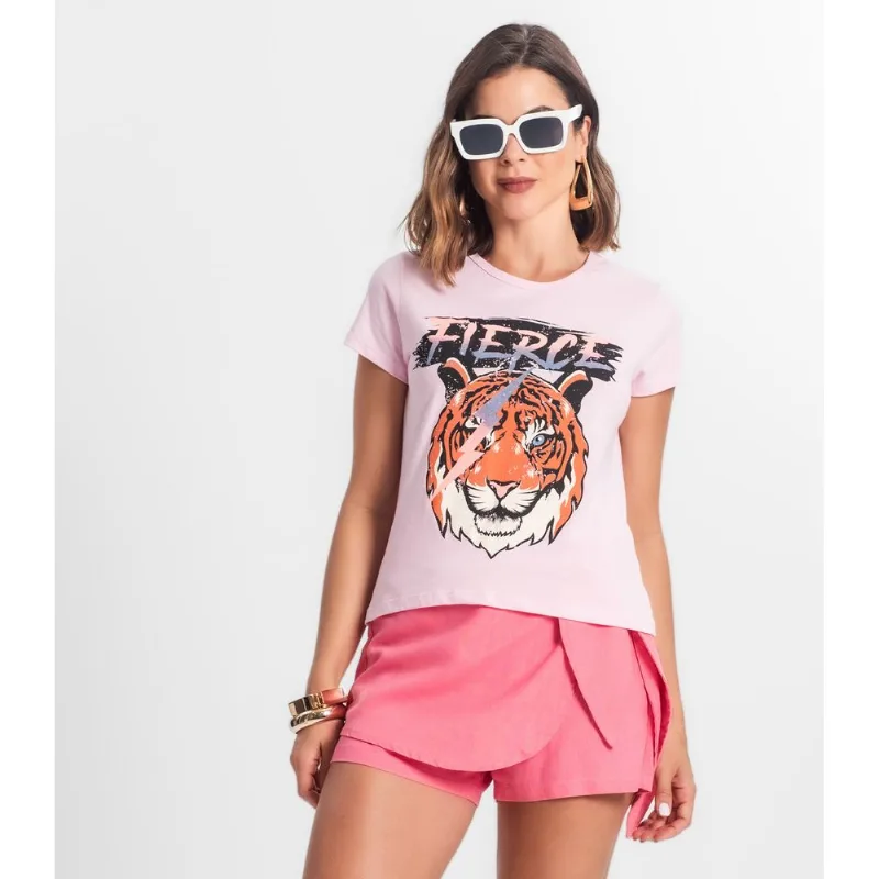 Blusa T Shirt Feminina Estampada Select Rosa G