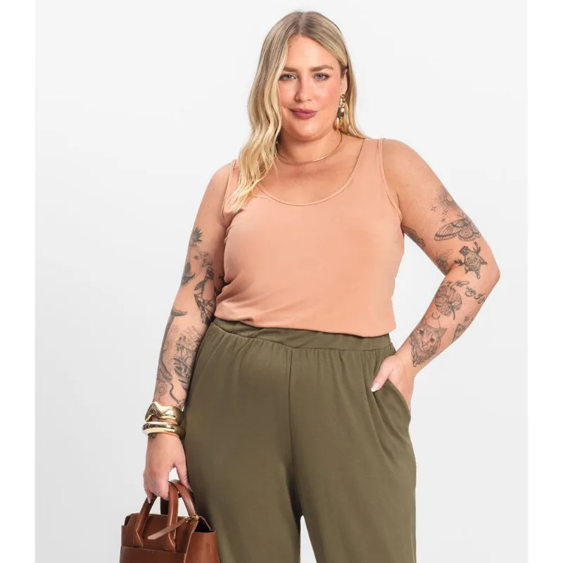 Regata Feminina Plus Size Secret Glam Marrom Plus G2