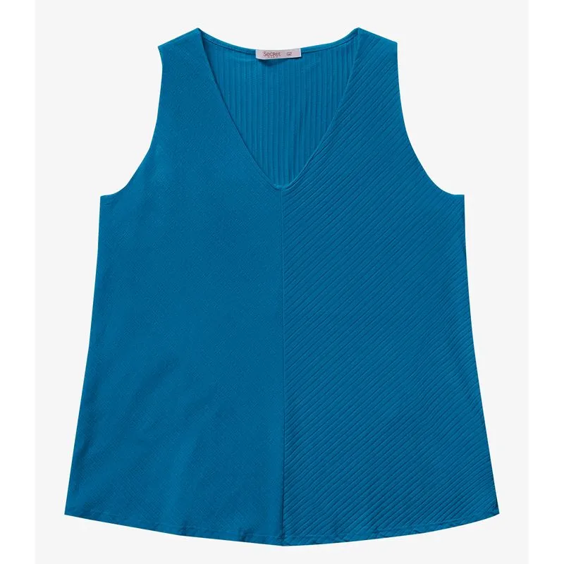 Regata Feminina Plus Size Secret Glam Azul Plus G2