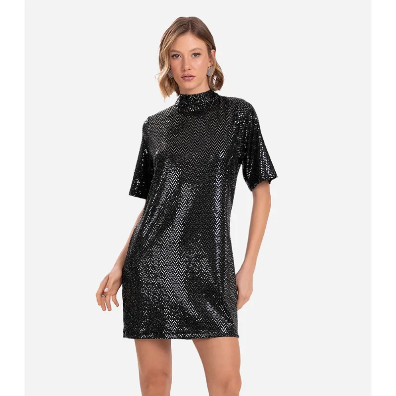 Vestido Feminino Com Lantejoula Endless Preto G