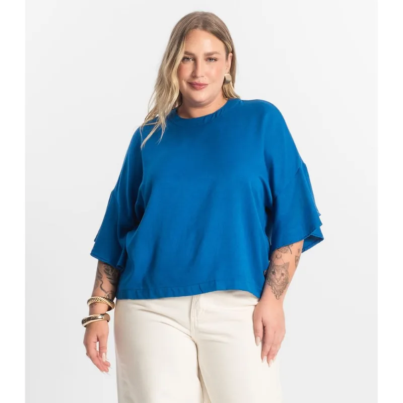 Blusa Feminina Secret Glam Azul Plus G1