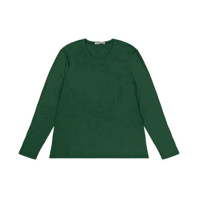 Blusa Manga Longa Ribana Canelada Secret Glam Verde Plus G2