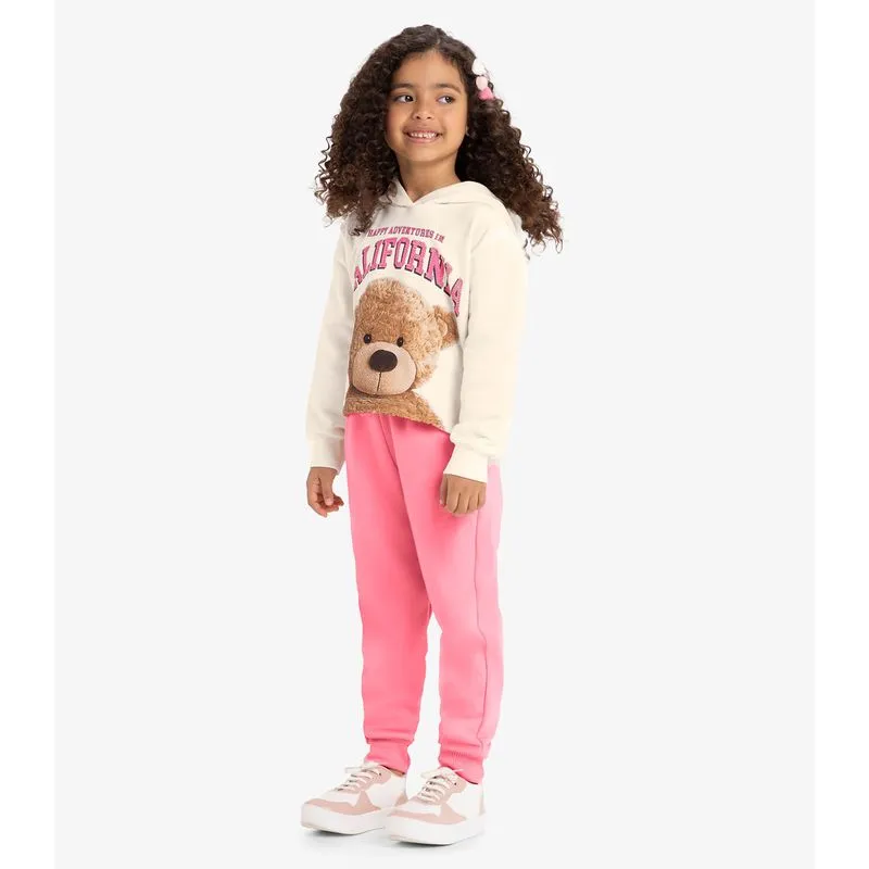Calça Infantil Em Moletom Rovi Kids Rosa 16