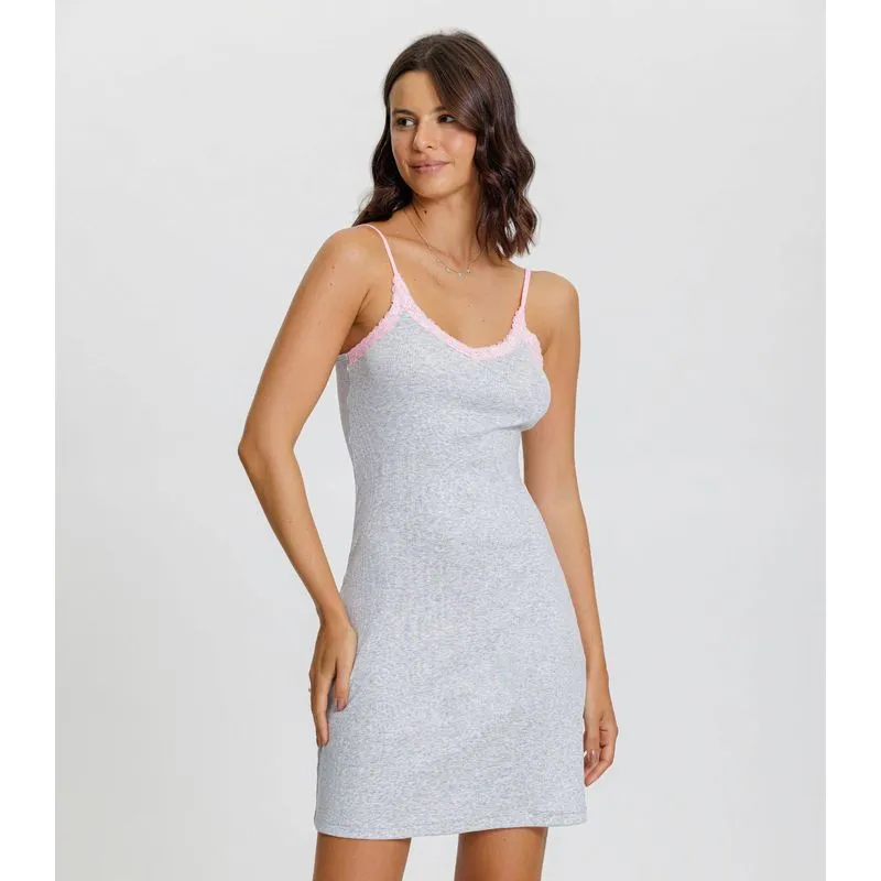 Camisola Feminina Alcinha Mensageiro Dos Sonhos Cinza P