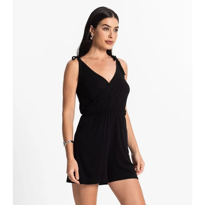 Macaquinho Feminino Curto E Amarração Bella Sangos Preto P