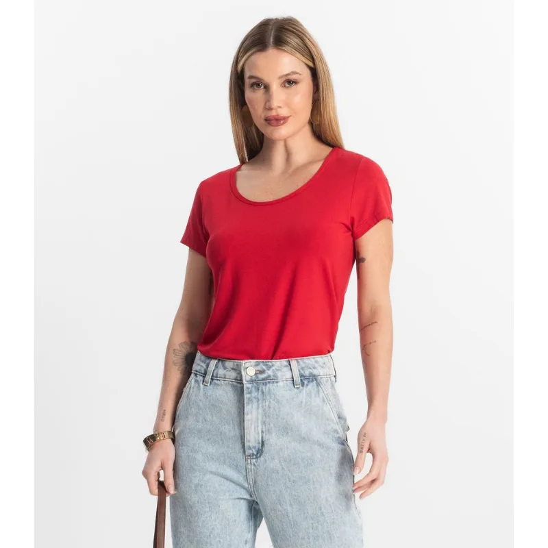 Blusa Feminina Viscotorcion Básica Rovitex Vermelho M