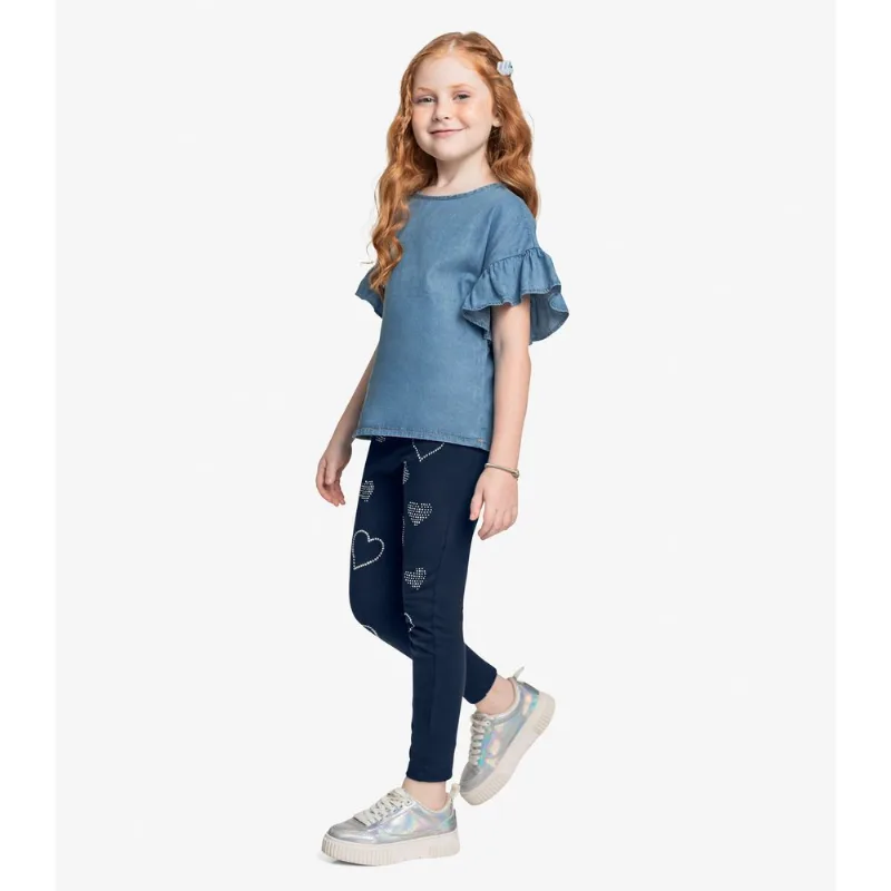 Conjunto Bata Light Denim Com Legging Trick Nick Azul 6