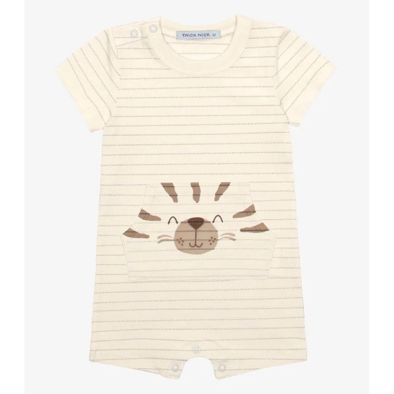 Macaquinho Infantil Cotton Listrado Trick Nick Bege G