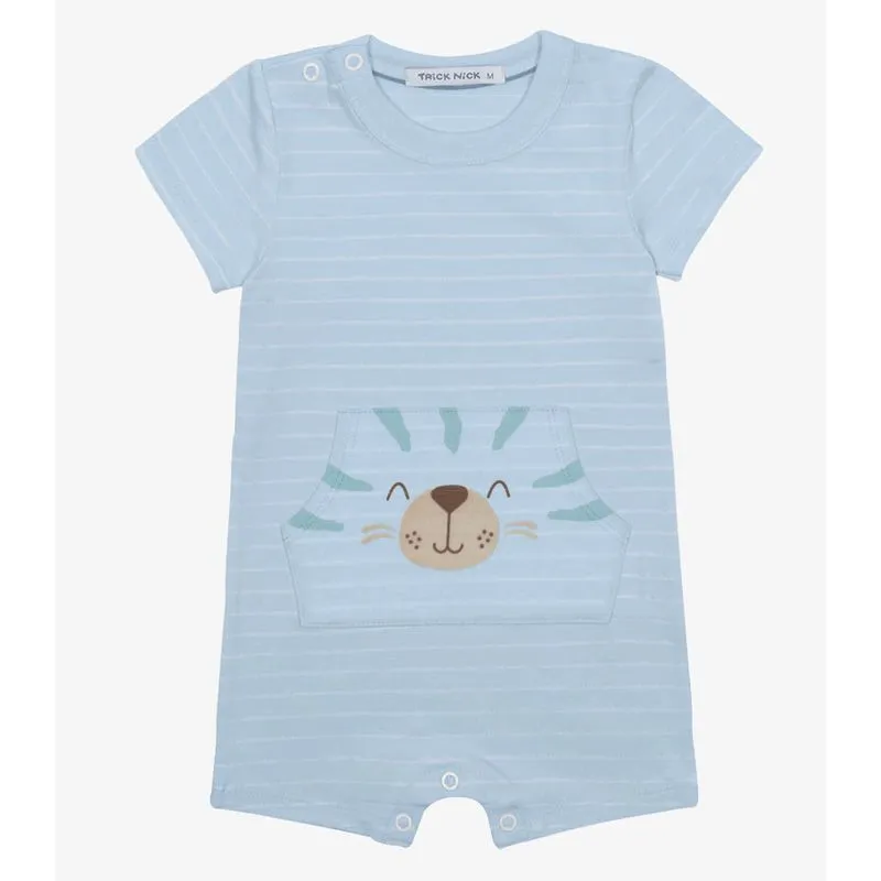 Macaquinho Infantil Cotton Listrado Trick Nick Azul M
