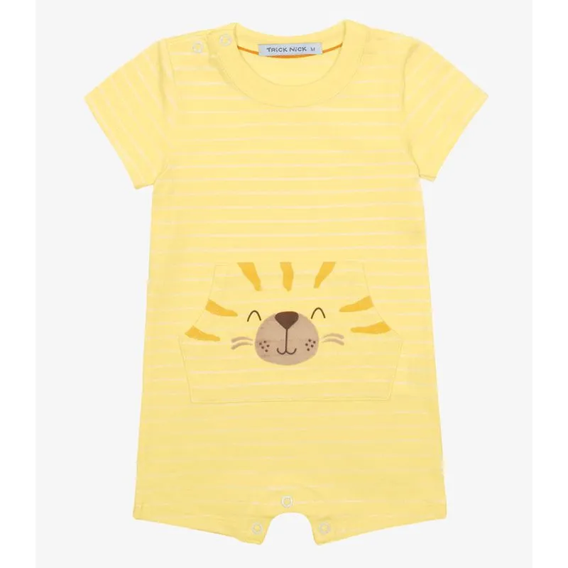 Macaquinho Infantil Cotton Listrado Trick Nick Amarelo M