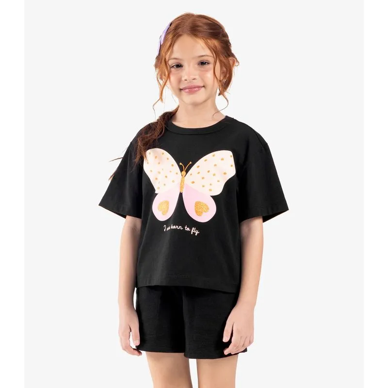 Blusa Feminina Infantil Rovi Kids Preto 6