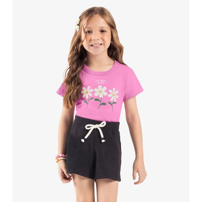 Blusa Feminina Infantil Manga Curta Rovi Kids Rosa 4