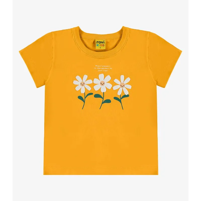 Blusa Feminina Infantil Manga Curta Rovi Kids Amarelo 8