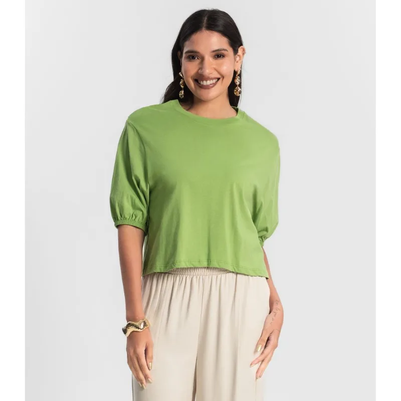 Blusa Feminina Manga Camponesa Rovitex Verde P
