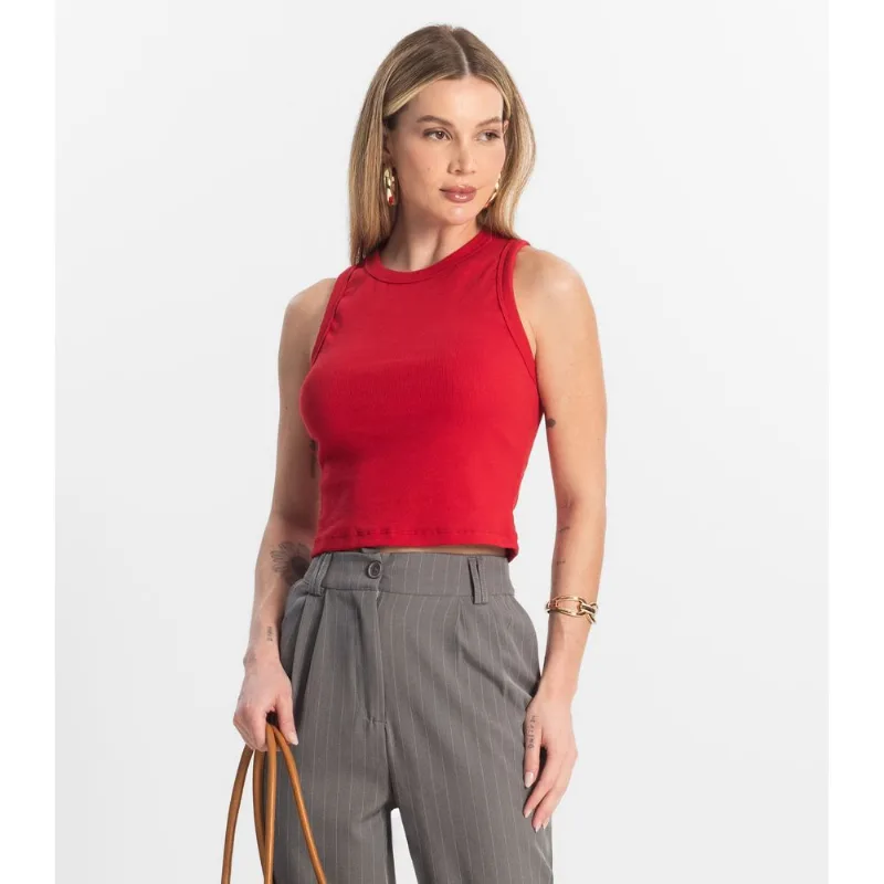 Regata Cropped Feminina Ribana Rovitex Vermelho GG