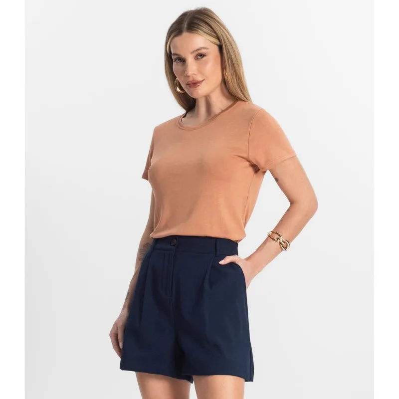 Blusa Feminina Básica Visco Tricot Rovitex Marrom G