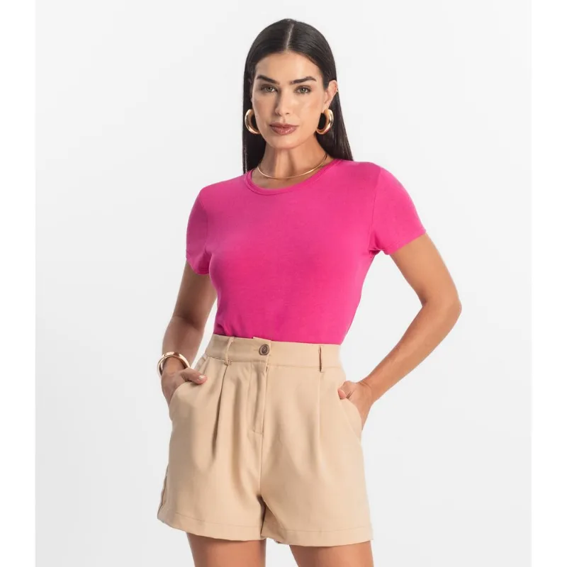 Blusa Feminina Básica Visco Tricot Rovitex Rosa M