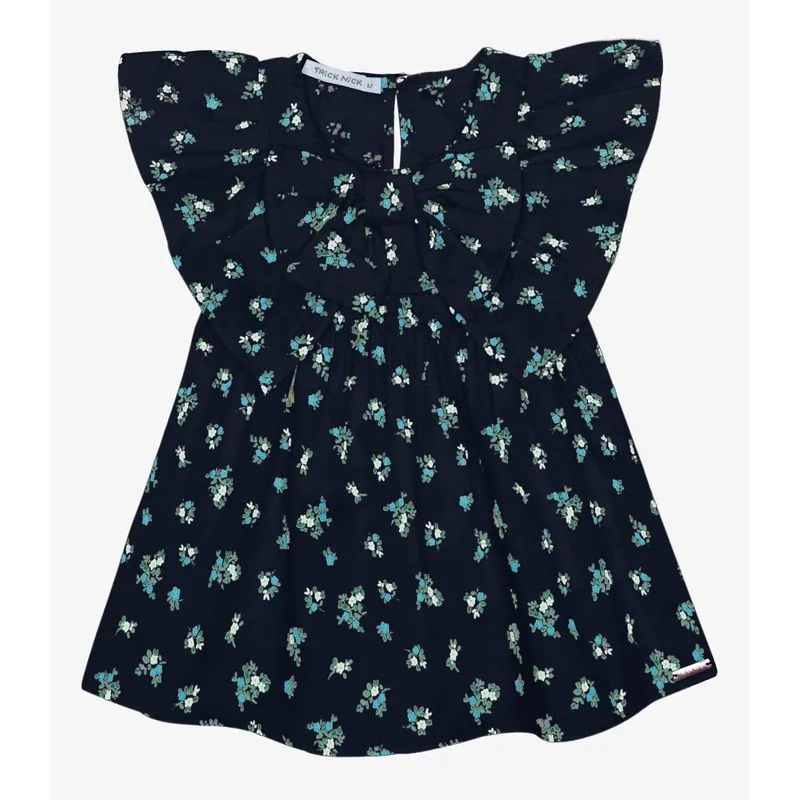 Vestido Infantil Popeline Com Laço Trick Nick Azul M