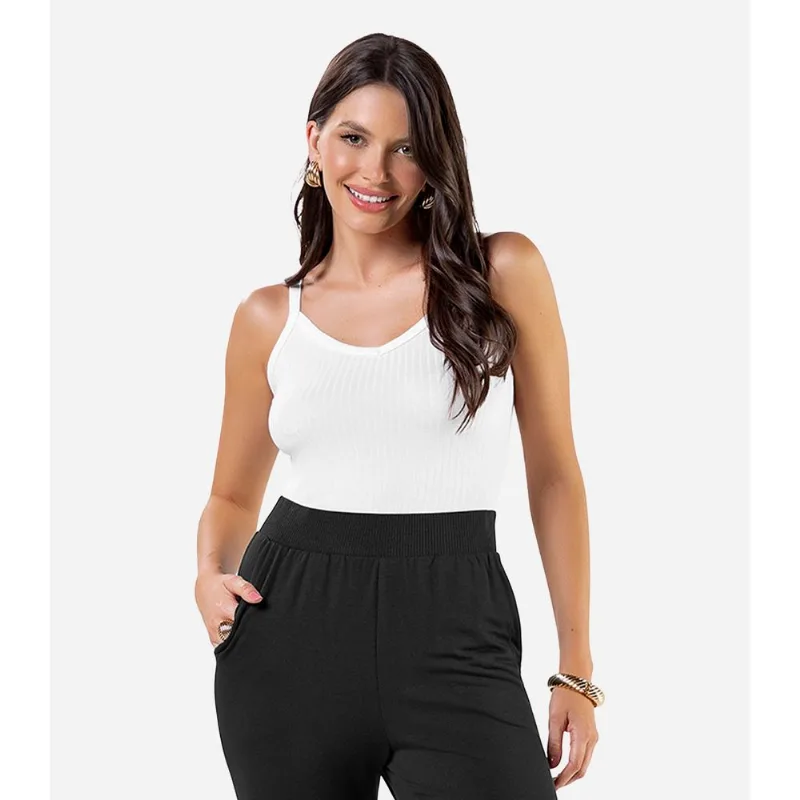 Blusa Básica de Alça Feminina Rovitex Branco P