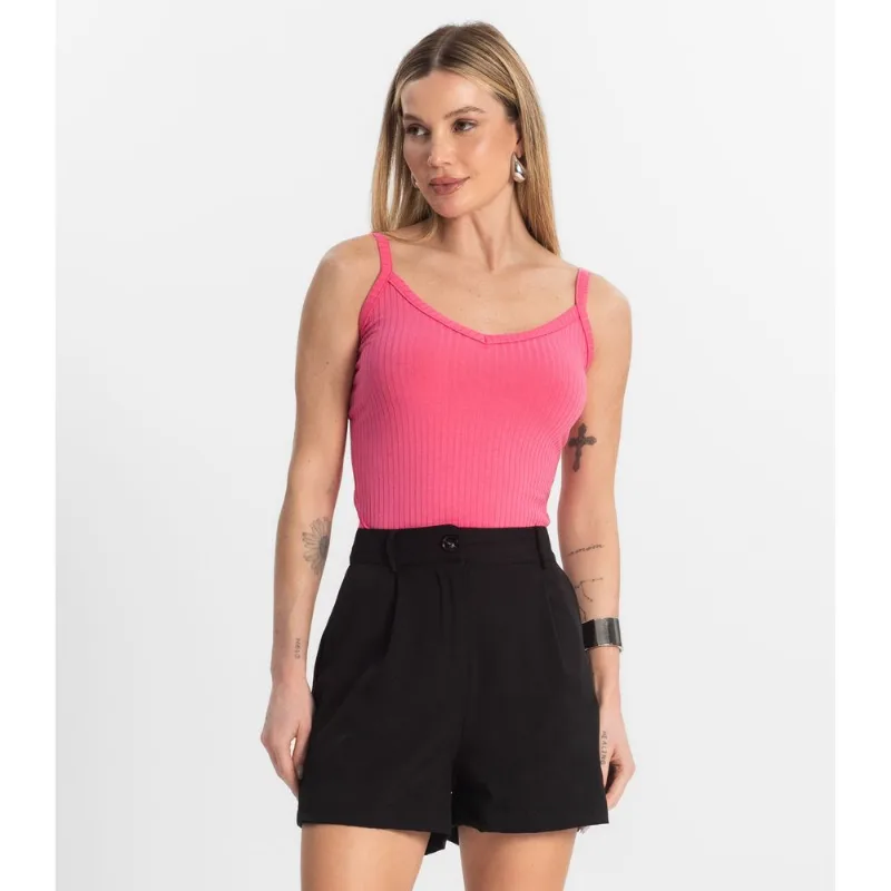 Blusa Básica de Alça Feminina Rovitex Rosa XGG