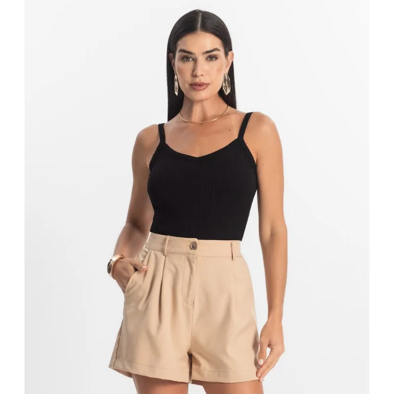 Blusa Básica de Alça Feminina Rovitex Preto G