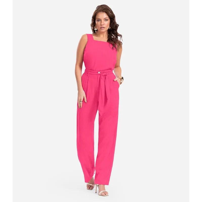 Calça Feminina Em Linho Endless Rosa G