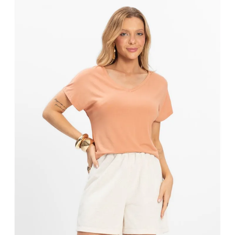 Blusa Básica Alongada Feminina Rovitex Marrom P