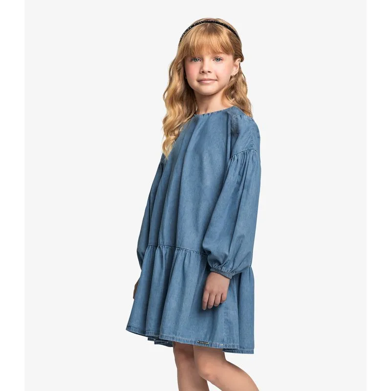 Vestido Infantil Light Denim Trick Nick Azul 8