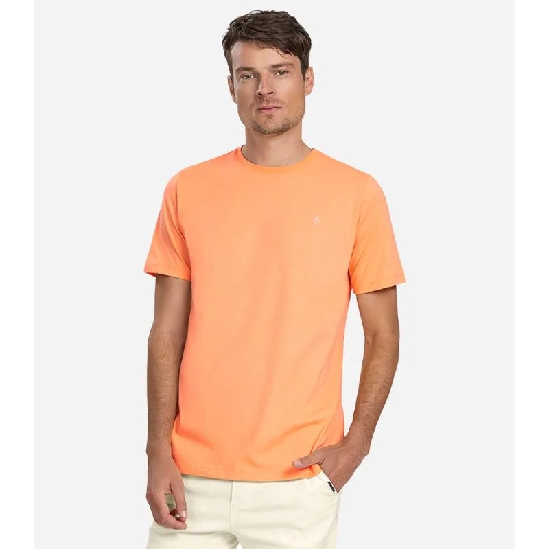 Camiseta Masculina Básica Em Meia Malha Diametro Laranja P