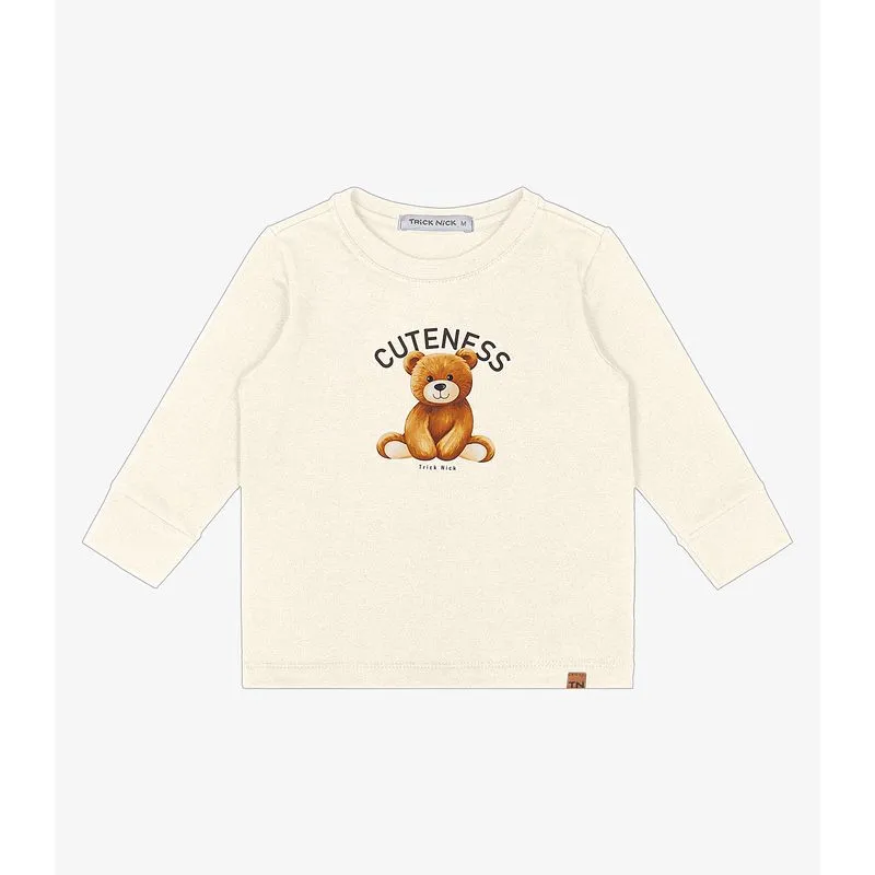 Camiseta Infantil Manga Longa Trick Nick Bege 1
