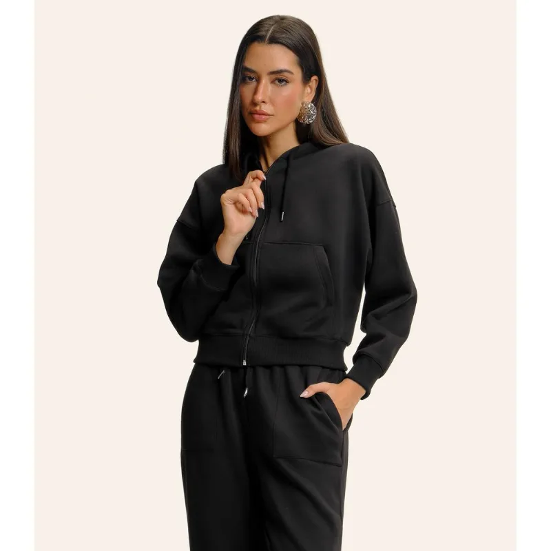 Jaqueta Feminina Com Capuz Moletom Felpado Endless Preto M