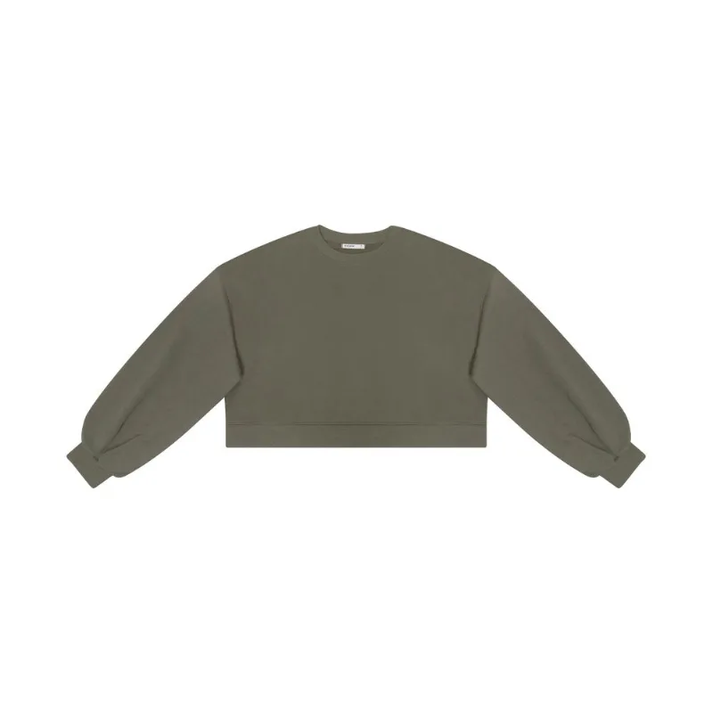 Blusão Cropped Manga Longa Moletom Básico Endless Verde M