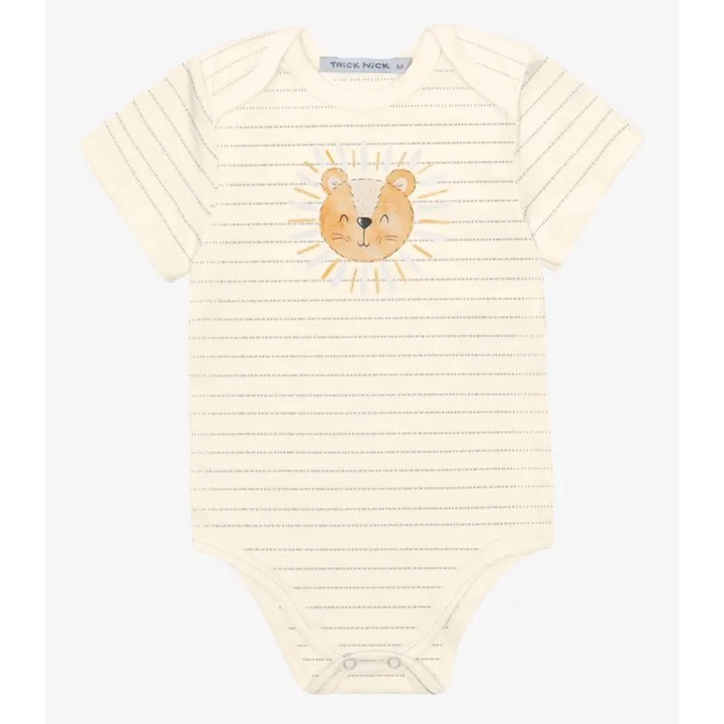 Body Infantil Cotton Listrado Trick Nick Bege P