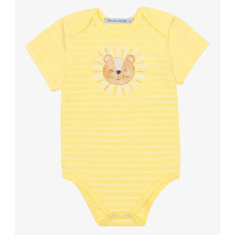 Body Infantil Cotton Listrado Trick Nick Amarelo Gg