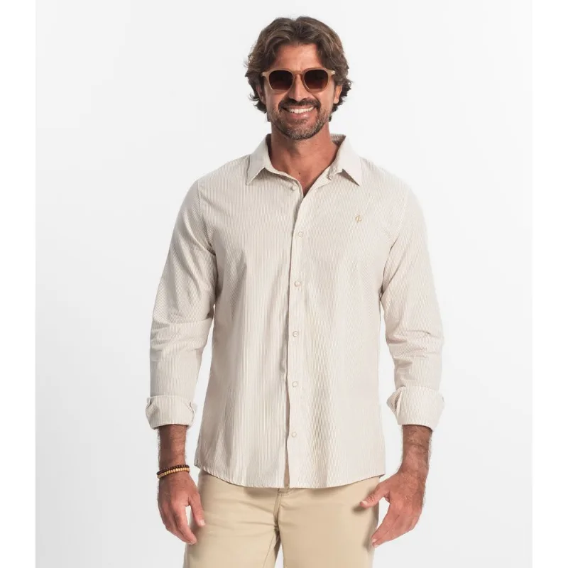 Camisa Social Masculina Manga Longa Diametro Marrom M