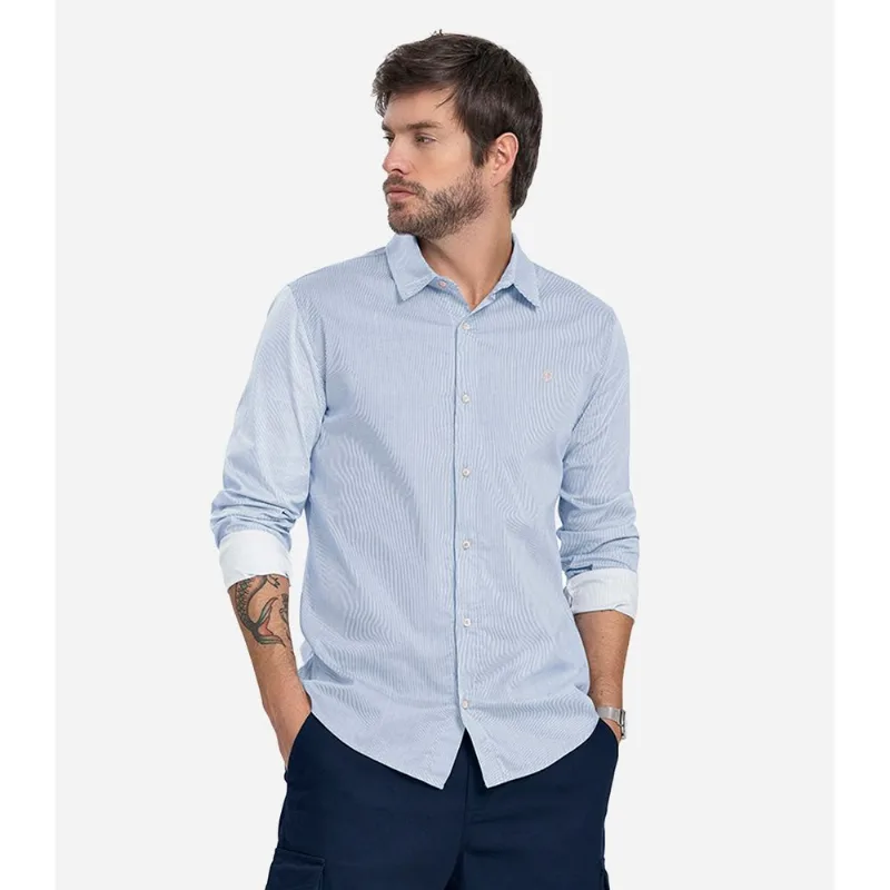 Camisa Social Masculina Manga Longa Diametro Azul GG