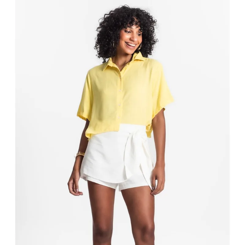 Short Saia Feminino Viscose Com Amarração Select Bege P