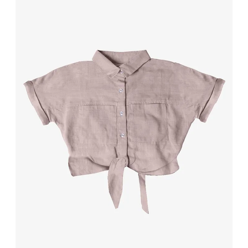 Cropped Infantil Com Amarração Viscose Select Bege 10