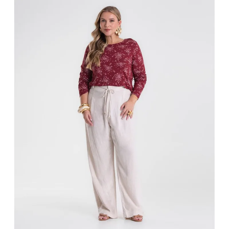 Calça Feminina Reta Secret Glam Bege Plus G3