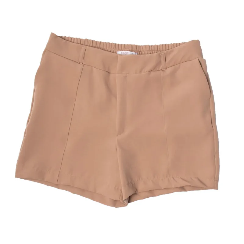 Short Feminino Plus Size Secret Glam Alfaiataria Bege - G1