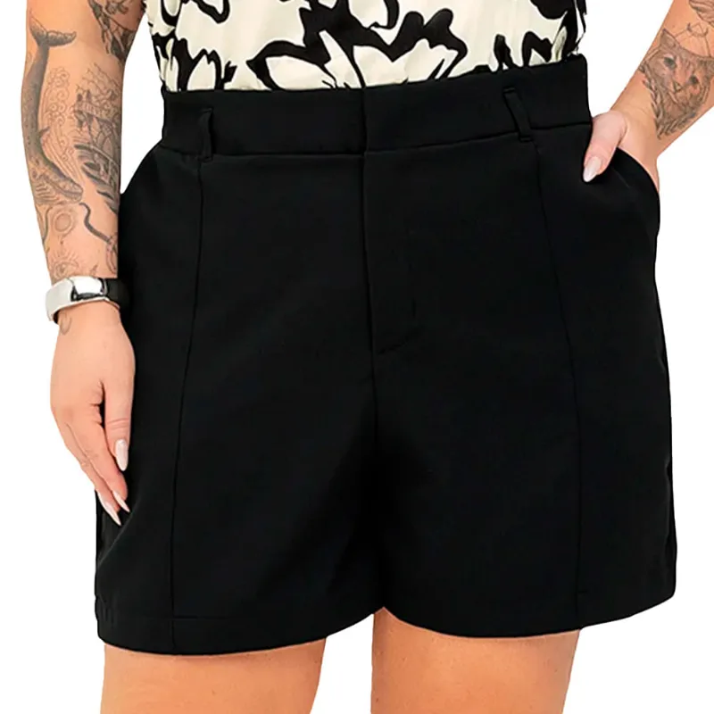 Short Feminino Secret Glam Plus Size Alfaiate Preto - G1