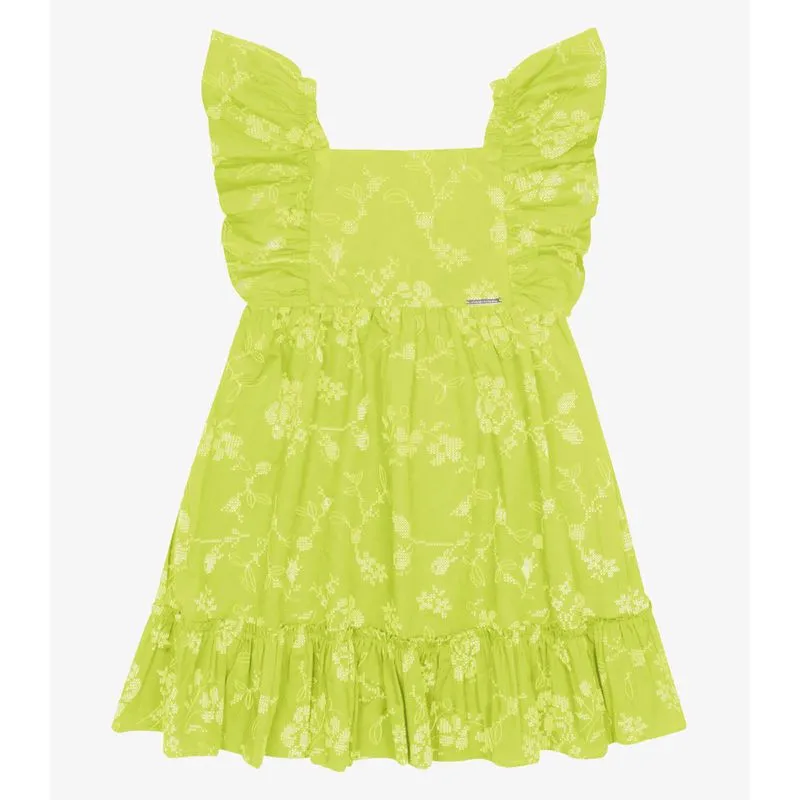 Vestido Popeline Floral Bordado Trick Nick Verde 6
